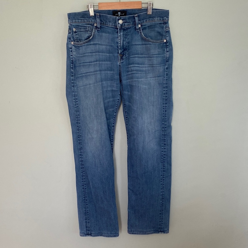 7 For All Mankind Men's Austyn Classic Blue Straight Leg Jeans Denim Size 32